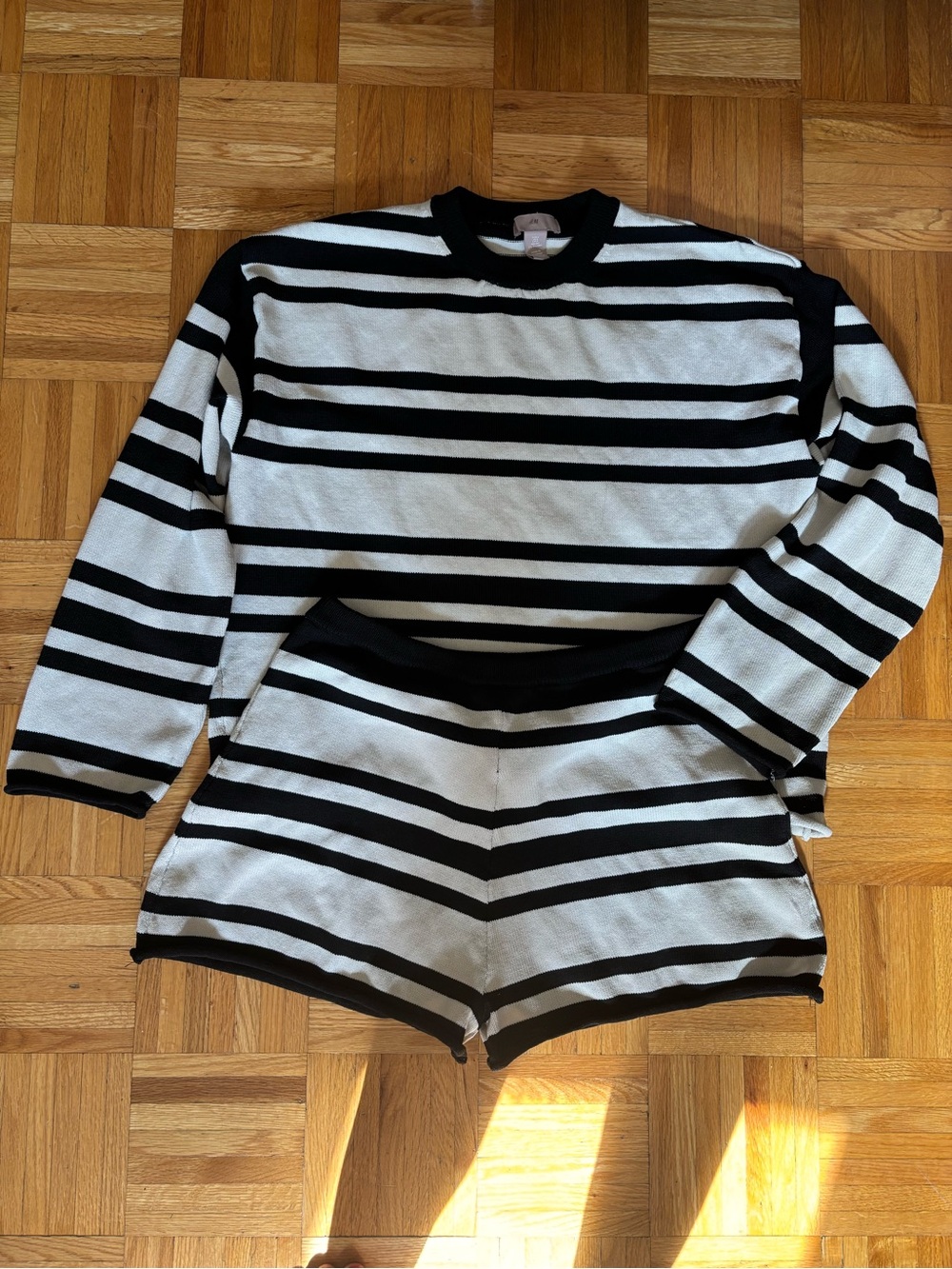 H&M Striped Knit Sweater and Shorts Set